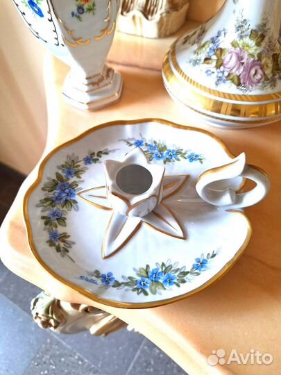 Ваза подсвечник Лимож Франция винтаж фарфор