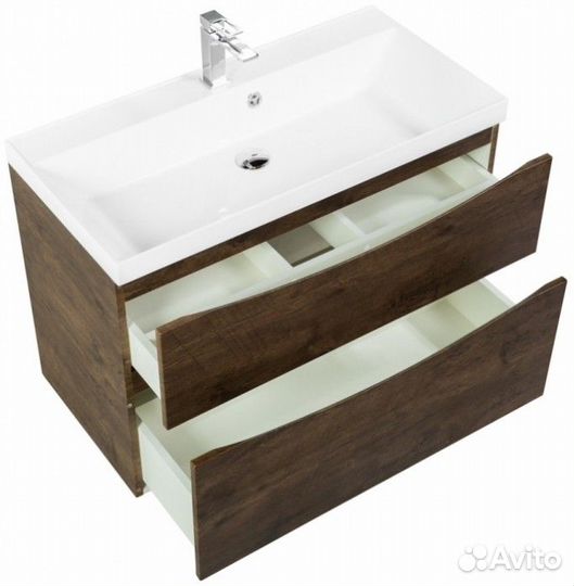 Тумба с раковиной BelBagno Marino-H60 90-BB900/450-LV-MR-AST Rovere Moro