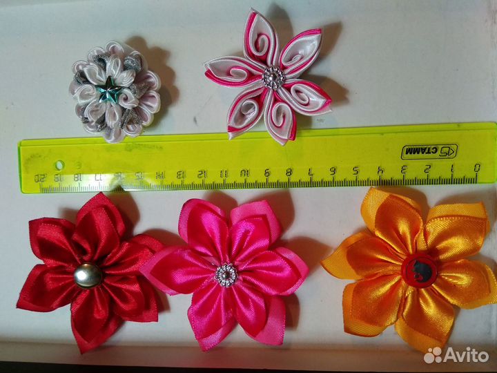 Цветы канзаши д/декора в интерьер hand made