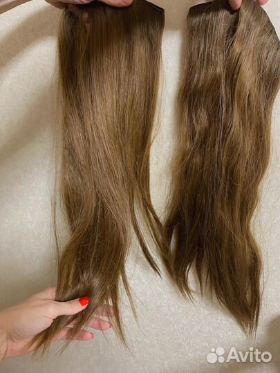 Волосы на заколках натуральные русые