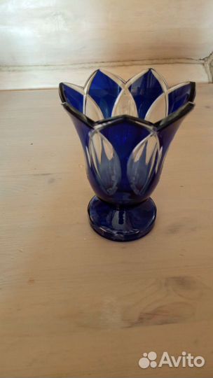 Вазы цветное стекло кобальт СССР