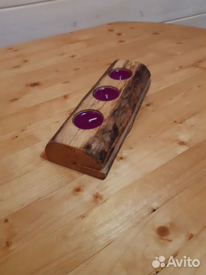 Подсвечник из натурального дерева