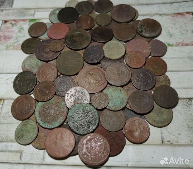 Лот медных монет 80 штук