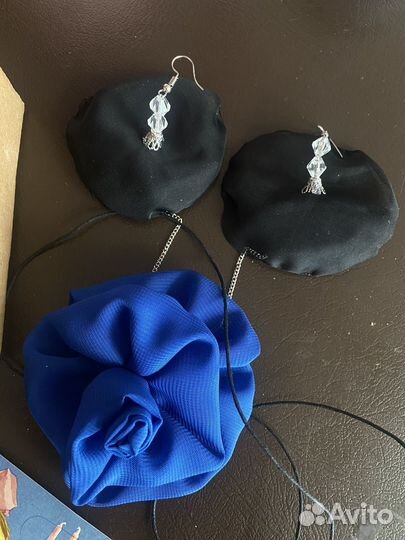 Чокер цветок на шею и серьги набор бренд