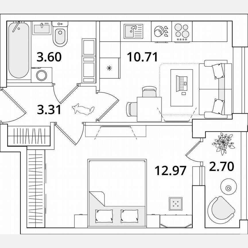 1-к. квартира, 31,9 м², 16/16 эт.