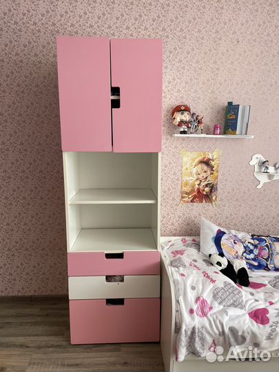 Шкаф икеа стува бело-розовый