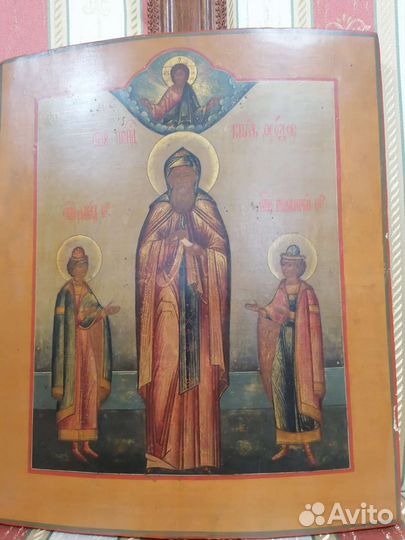 Старинная икона Ярославский святые 19 век