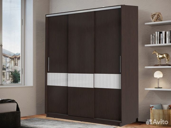 Шкаф-купе Стоун Декор 3-дверный с ящиками