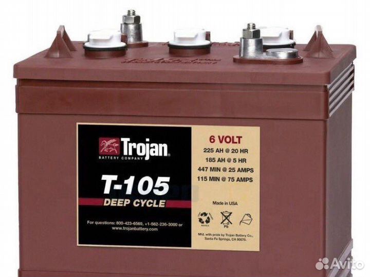 Тяговый аккумулятор trojan T105 6V 225A