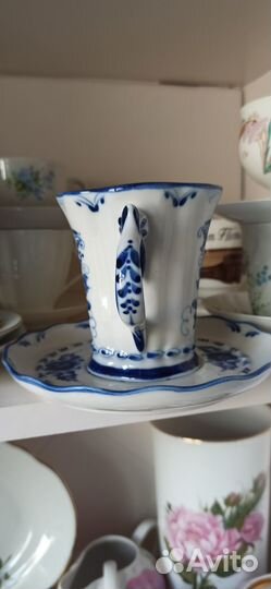 Гжельссср#Авторские#Чашки#Сахарница#Чайник#Ваза