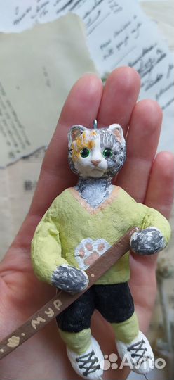 Ватная игрушка кот - хоккеист