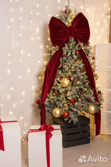 Большой бархатный бант на елку