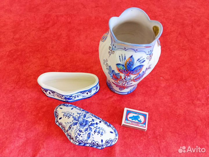 Ваза фарфор, шкатулка гжель СССР