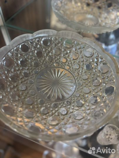 Ваза для фруктов на ножке хрусталь СССР