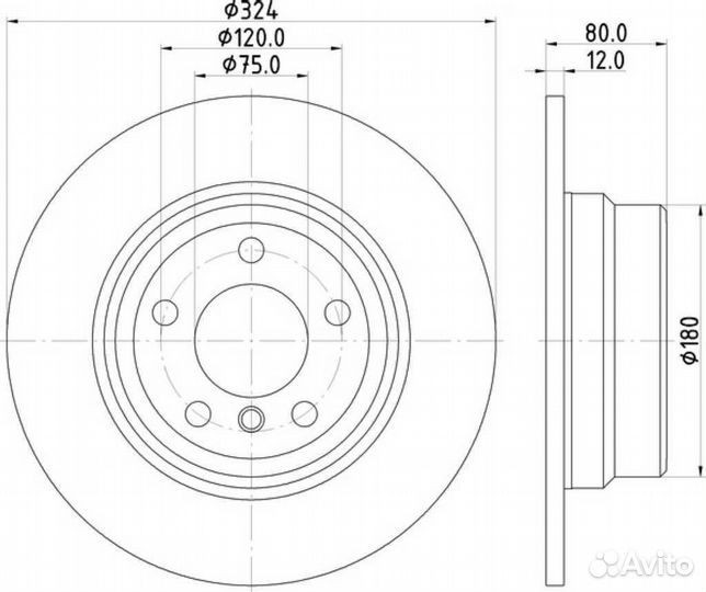 Диск тормозной BMW X5 E53 задний правый левый 324 мм толщина 12 мм не вентилируемый 34216859678 D75