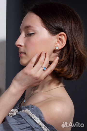 Серьги с лунным камнем