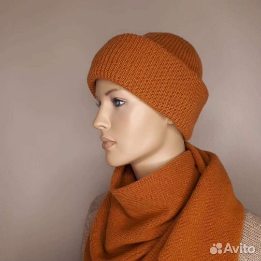 Шапка и бактус новые (меринос/кашемир)