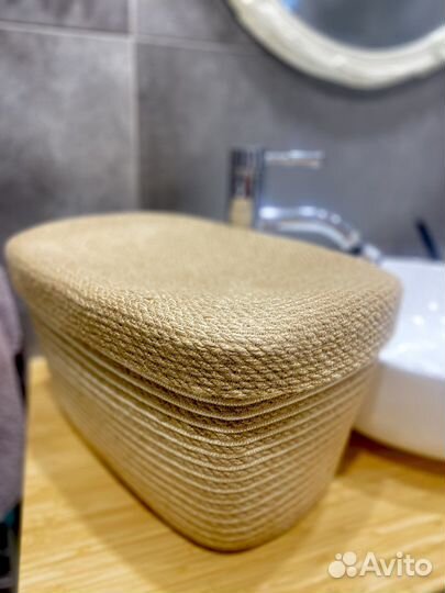 Плетеная Корзина из джута 35*25*22 с крышкой