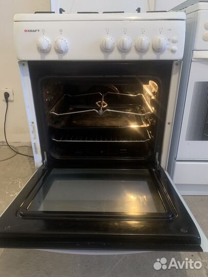 Газовая плита Kraft, 60 см, пьезо, гриль, крышка