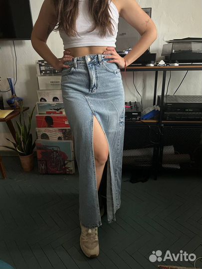 Джинсовая юбка в пол