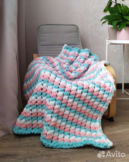 Вязаный плед детский плюшевый 80x110