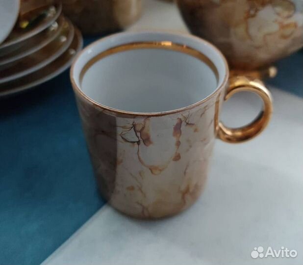 Золотой польский кофейный сервиз 60х годов Karolin