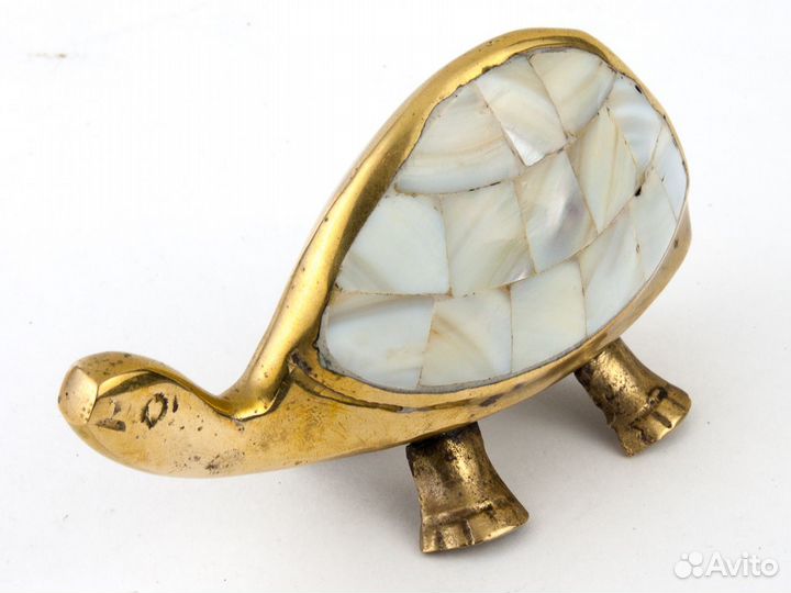 Сувенир фигурка черепаха латунь перламутр редкость