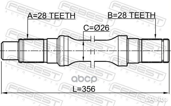 0512-BT50LH полуось левая 28X356X28 Mazda B250