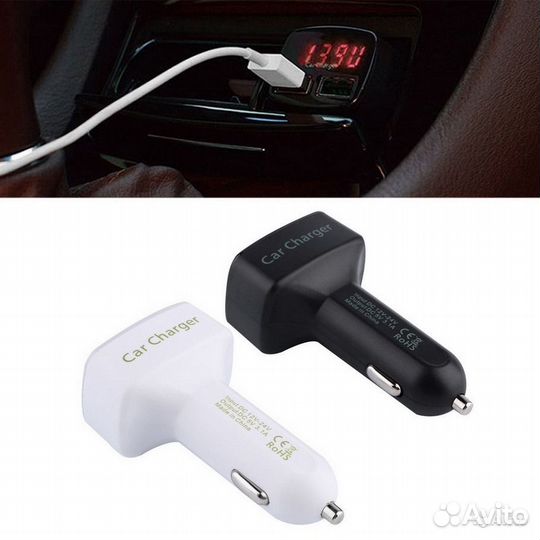 Авто зарядка USB (термометр, вольтметр, амперметр)