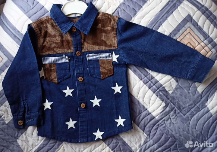 Джинсовая рубашка детская 98см