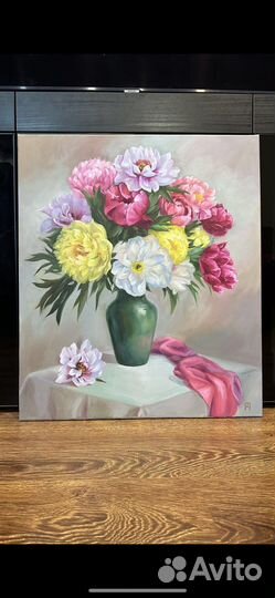 Букет Пионов Картина маслом 70 на 60