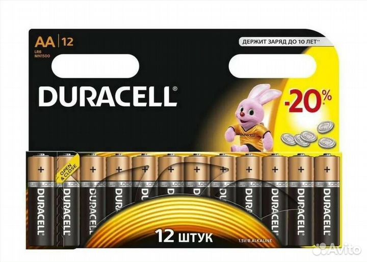 Батарейки duracell LR6 AA алкалиновые (щелочные)