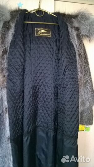 Нутриевая шуба перец с солью, чернобурка капюшон