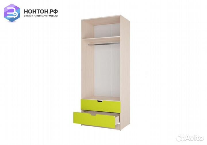 Шкаф Юниор-3 Мульт лайм металлик / дуб беленый