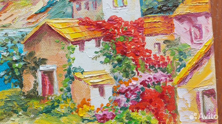 Морской пейзаж Город у моря картина маслом