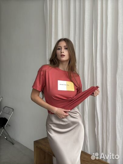 Футболка с принтом коралловая (M)