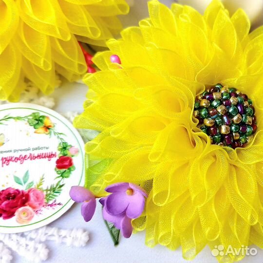 Хризантемы. Резинки для волос