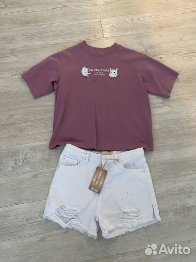Комплектом девочке 11-12 лет шорты+футболка