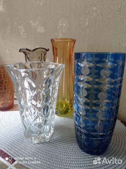 Вазы из цветного стекла СССР