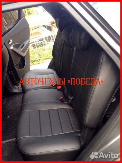 Чехлы Hyundai Santa-Fe 3 из экокожи чёрные Классик