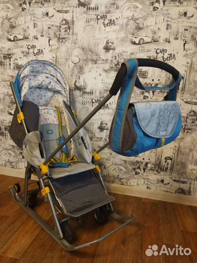 Детские санки коляска с колесами