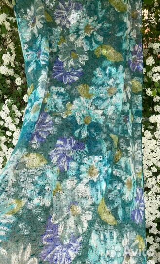 Шарф ажурный вязаный Палантин паутинка