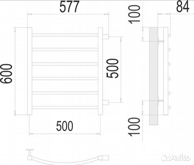 Классик П6 500х600 бп500 Полотенцесушитель