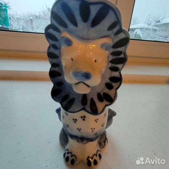 Кувшин молочник гжель лев