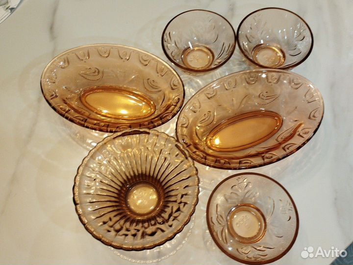 Вазы салатники цветное стекло СССР