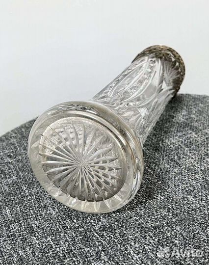 Ваза резное стекло, оправа серебро 84 проба артель