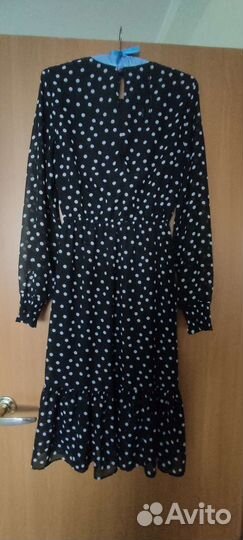 Платье женское xs(40-42) чёрное в горох шифон