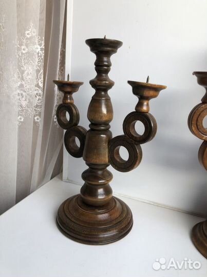 Подсвечники деревянные винтаж