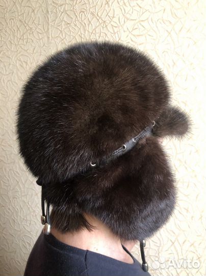 Шапка ушанка норковая женская 56