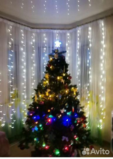 Новогодняя шторы гирлянды